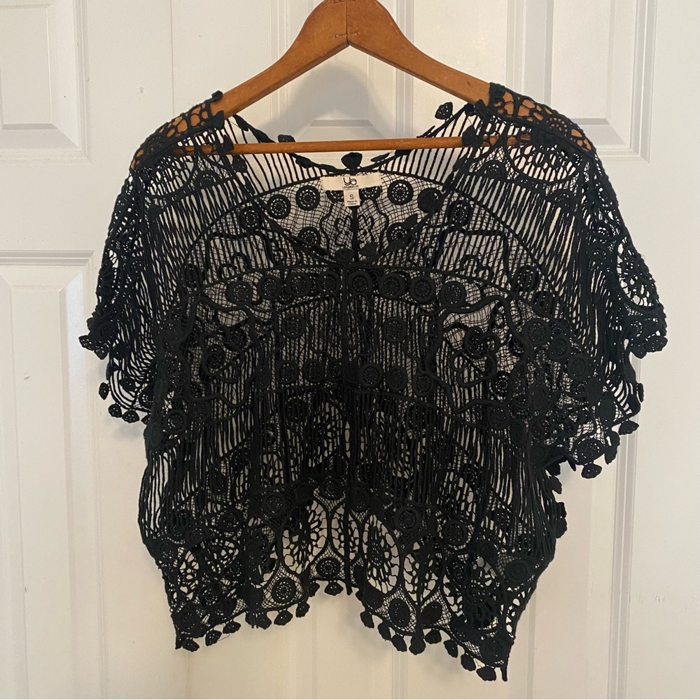 Ya Los Angeles Black Crochet Lace Top Size S